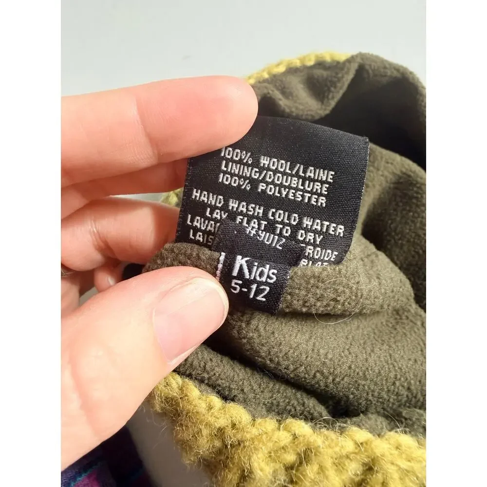 Everest Kids Wool Fleece Lined Checkered Winter Hat 5-12 years